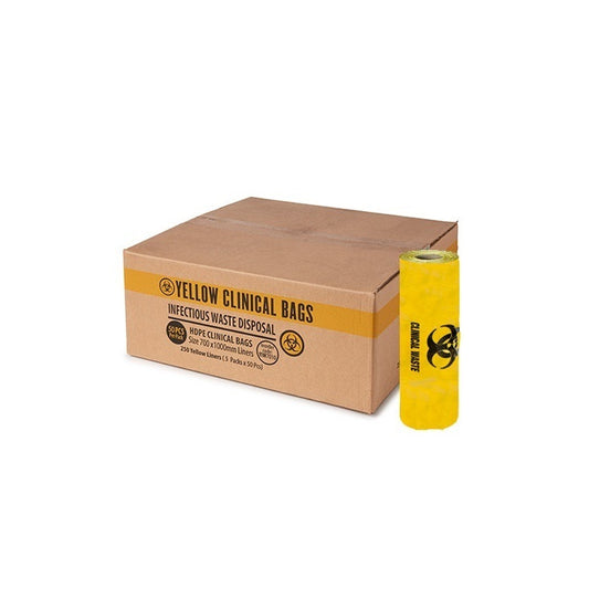 Austar Clinical Waste Bags HDPE 80L Yellow - 10 Packs of 25