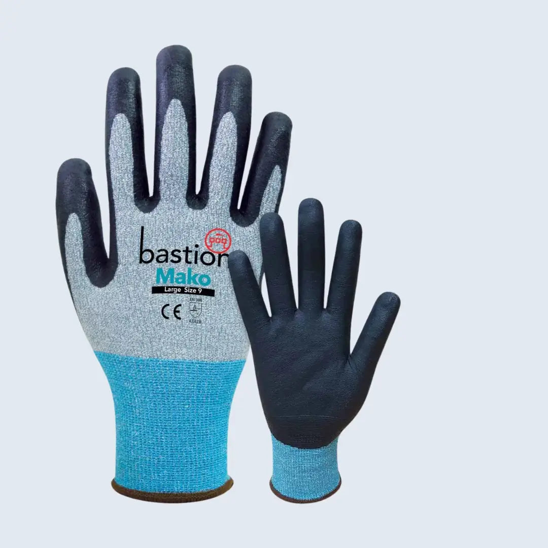 Bastion Makko Nitrile Coating Gloves Durable Grip for Construction & Industrial Use.