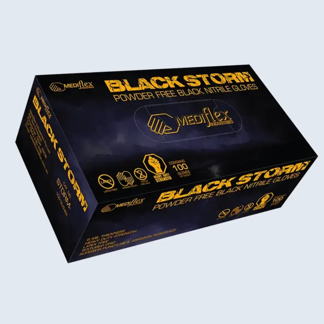 Black Storm Black Nitrile Gloves, Powder-Free Latex-Free Australia