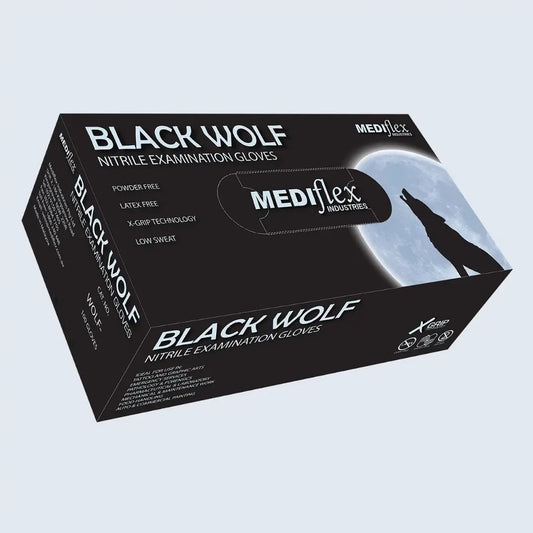 Black Wolf Powder-Free Black Nitrile Gloves Latex-Free Australia