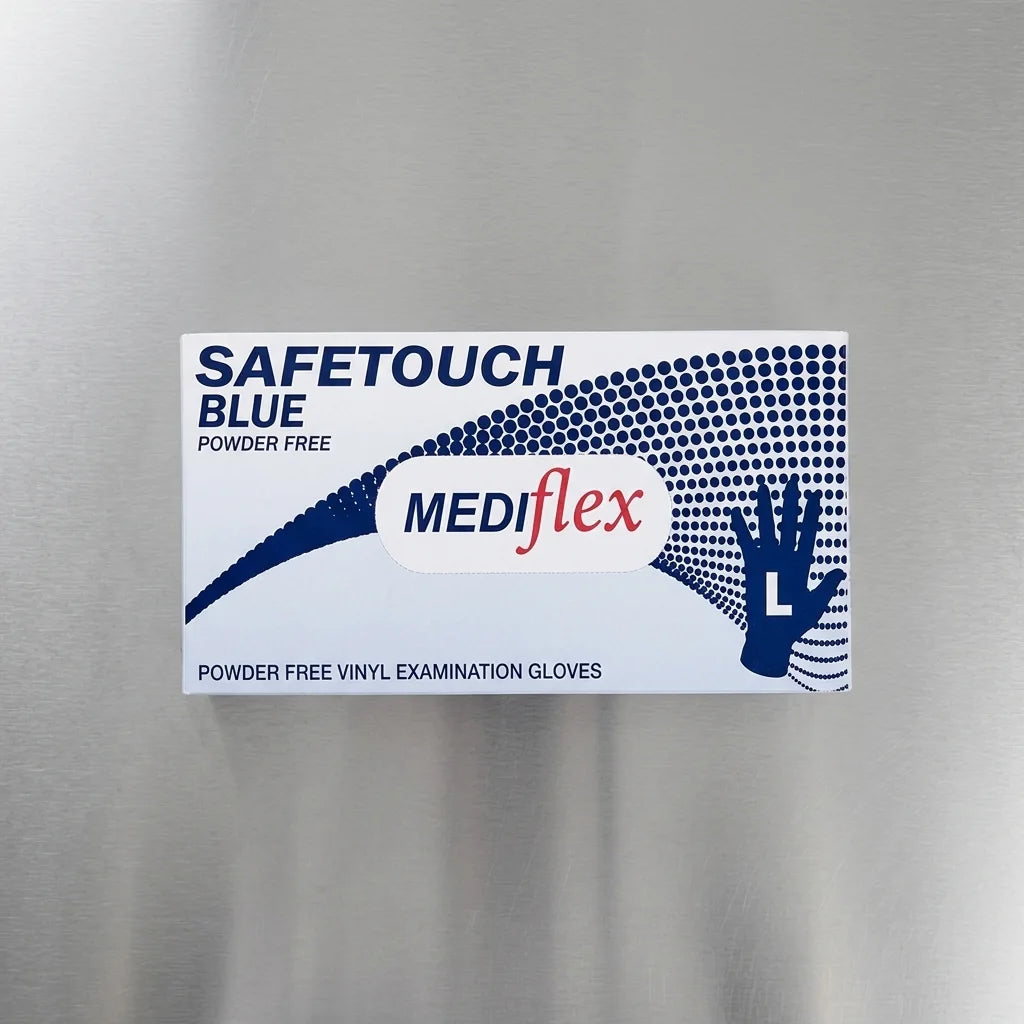 Blue vinyl gloves powder free smooth finish disposable gloves for cleaning catering and general purpose use