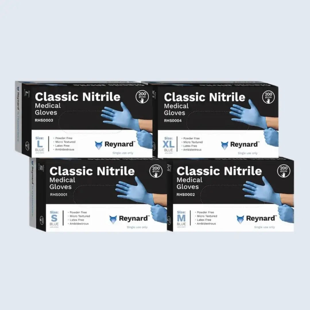 Classic Blue Nitrile Gloves Powder-Free Latex-Free Australia
