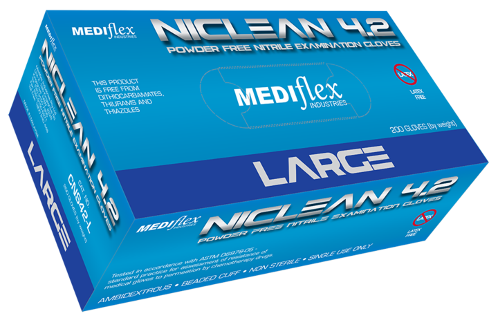 Niclean 4.2 Powder Free Blue Nitrile Gloves - CTN 2000 - Eve Zone