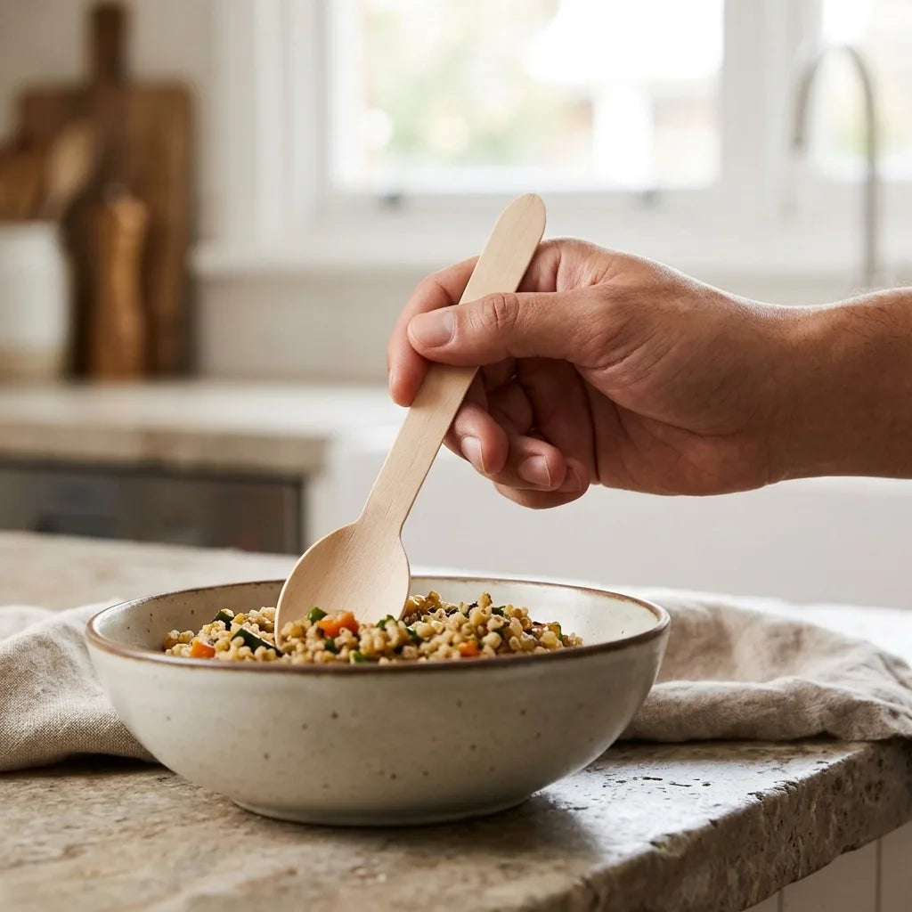 Compostable wooden spoon 16cm bulk 1000 carton biodegradable cutlery for restaurants and food delivery