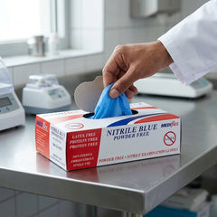 Disposable blue nitrile gloves food safe chemical resistant gloves for catering cleaning and laboratory use