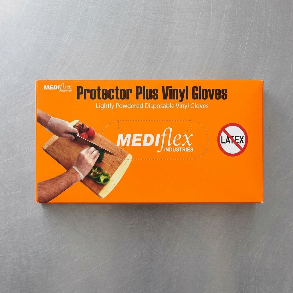 Disposable vinyl gloves lightly powdered smooth fit gloves for food service salons and janitorial use