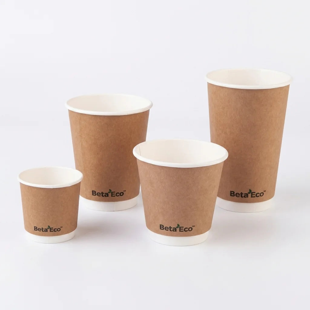 Double wall hot drink cup 8oz kraft bulk carton 500 cups for coffee shops and food service businesses