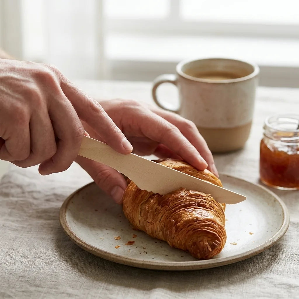 Compostable wooden knife bulk 1000 pack biodegradable cutlery for restaurants and food delivery
