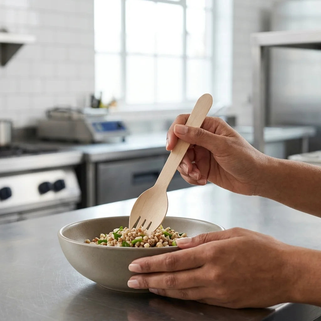 Compostable wooden spork bulk 1000 pack biodegradable cutlery for restaurants and events