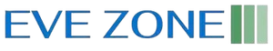 Logo of EVE Zone with green and blue text on a white background