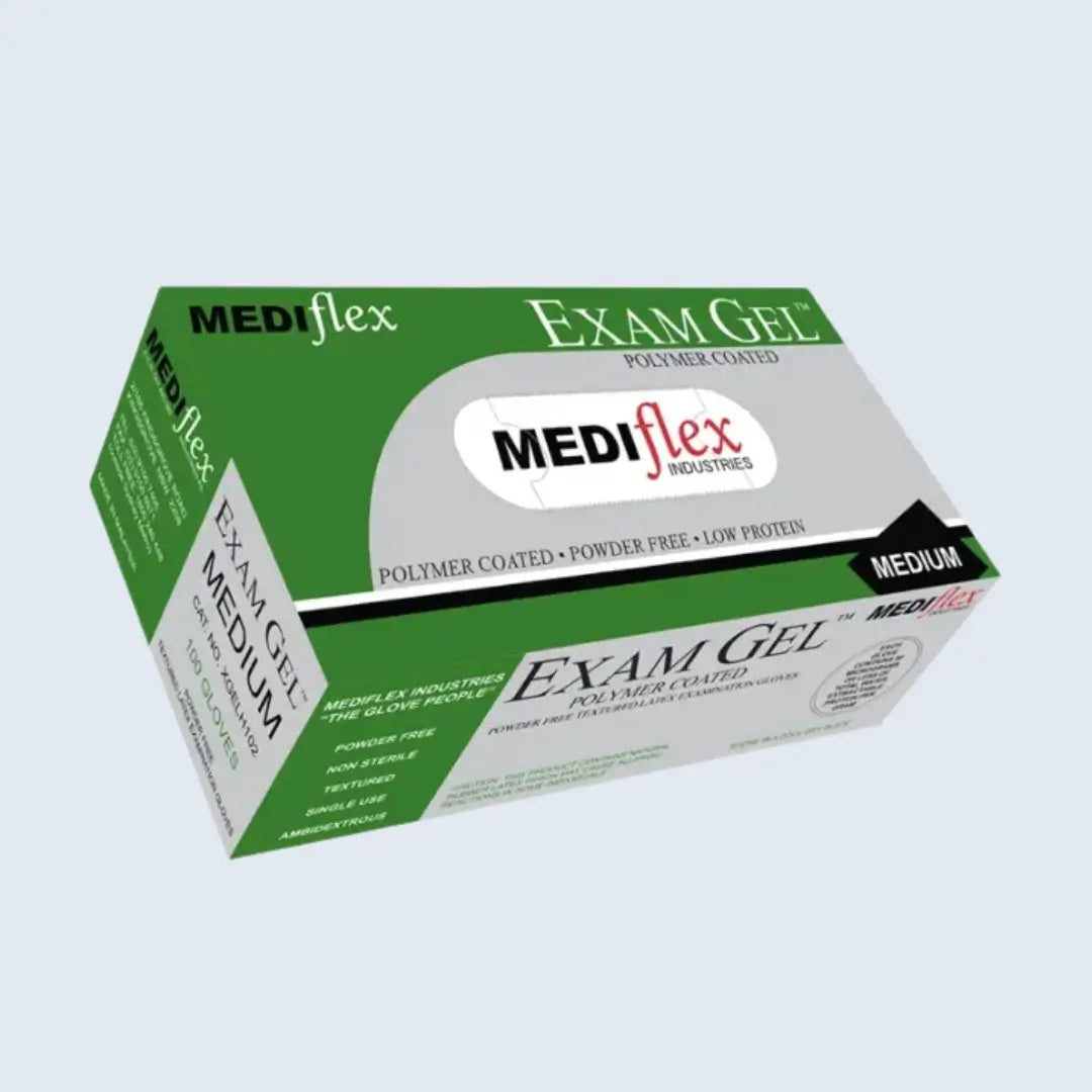 Examgel Powder-Free Latex Gloves Medical Food Safe Australia