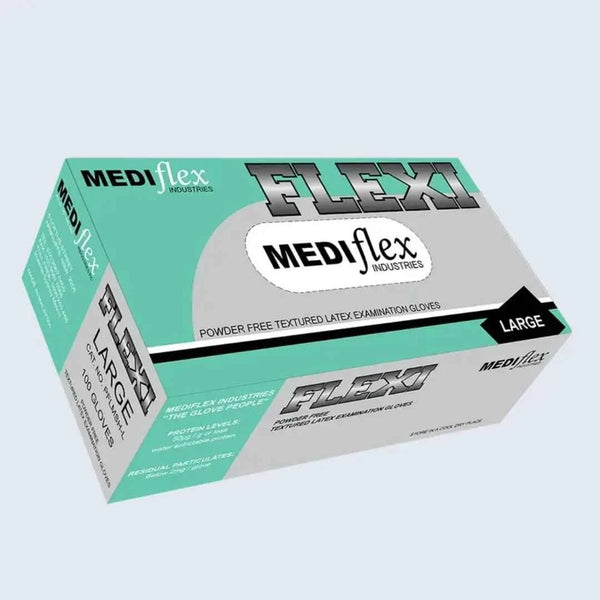 Flexi Powder‑Free Latex Gloves, Textured Form‑Fit 100 pk - CTN1000 - Eve Zone