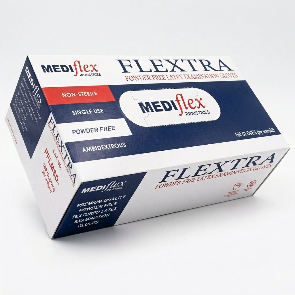 Flextra latex gloves powder free medical examination gloves textured disposable gloves for healthcare and clinical use