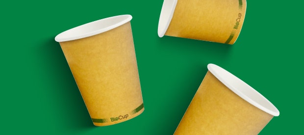 Kraft Green Stripe Single Wall BioCup 90mm - CTN2000 - Eve Zone