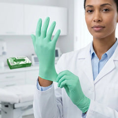 Latex free green neoprene examination gloves disposable bulk gloves for medical food handling and hygiene protection