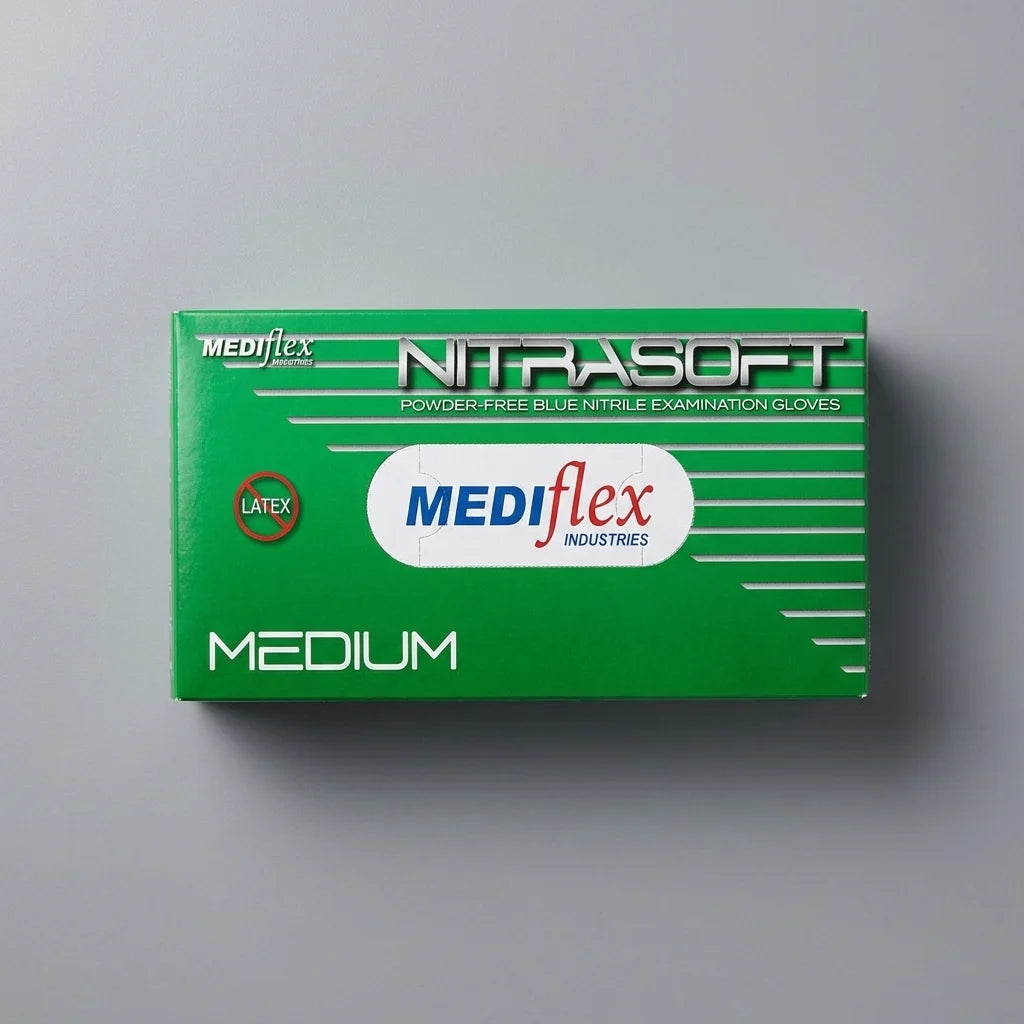 Medical nitrile gloves violet blue chemical resistant disposable gloves for clinics catering cleaning and industrial use.