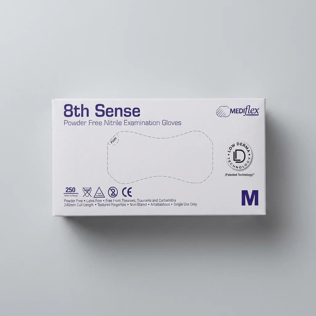 Mediflex 8th Sense nitrile gloves powder free examination gloves for healthcare laboratory and food handling