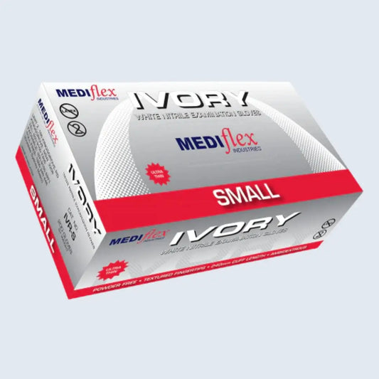 Mediflex Ivory White Nitrile Gloves Powder-Free Latex-Free Australia