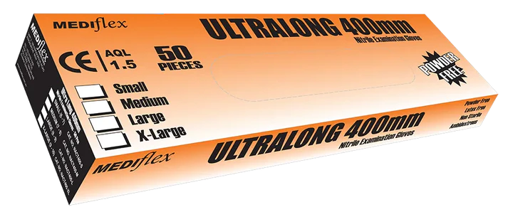 Ultralong 400 Powder Free Nitrile Gauntlet Gloves- BOX50