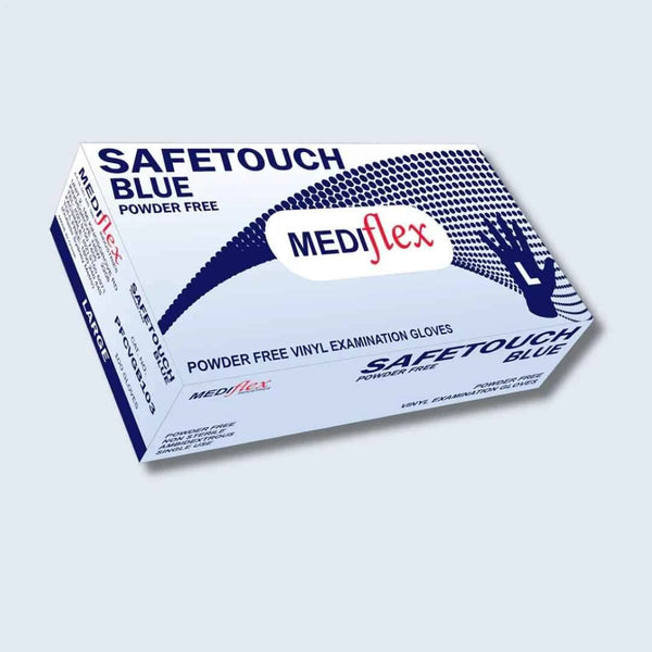 Safetouch Powder Free Vinyl Gloves, Blue 100 Pack - CTN1000 - Eve Zone