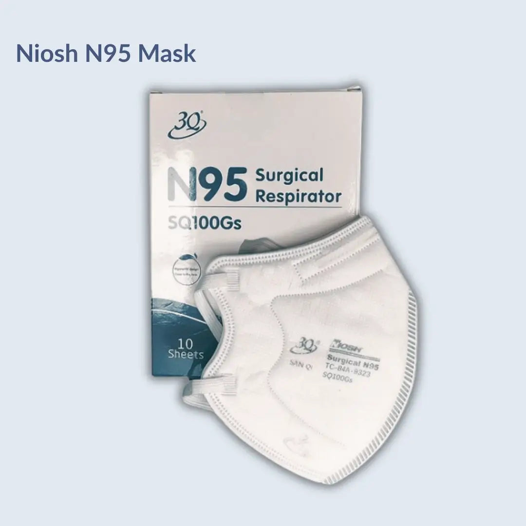 White Niosh N95 Respirator Mask – Box of 10, High Filtration Efficiency.