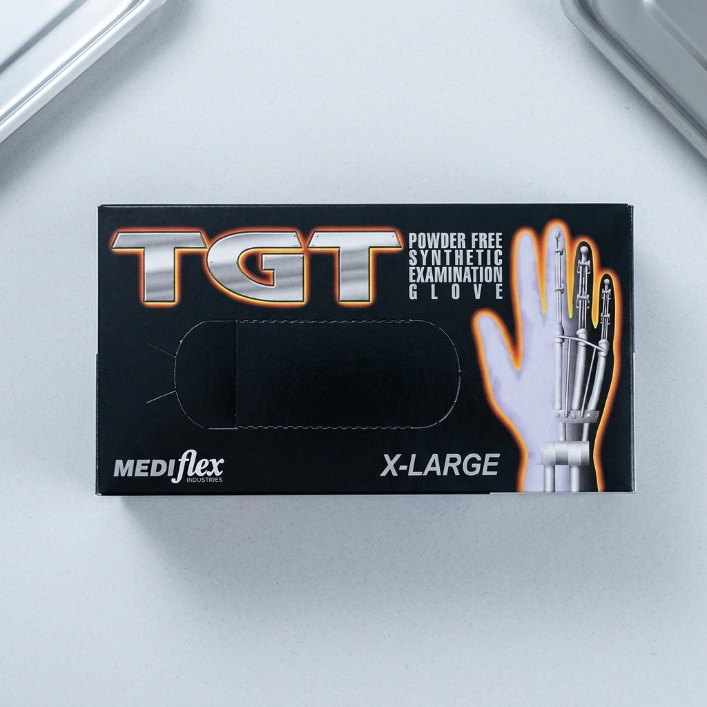 Close-up of TGT Neoprene gloves showing high elasticity and soft polychloroprene material for a latex-like fit.