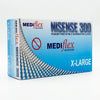 Nisense 300 powder-free nitrile examination gloves in a 100-count box, long cuff medical grade.