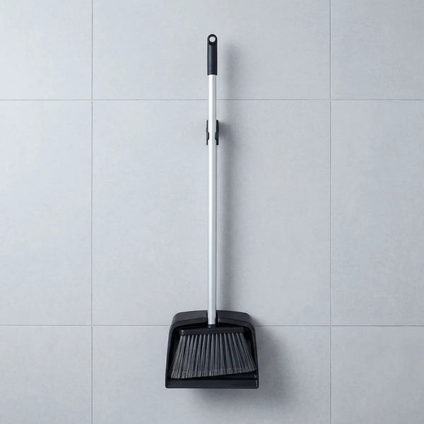 Oates commercial lobby pan and broom set featuring corrosion resistant anodised aluminium handles for janitorial floor care.