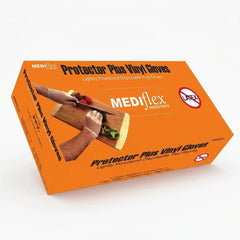 Protector Plus clear vinyl gloves lightly powdered disposable gloves for food handling cleaning and hygiene use