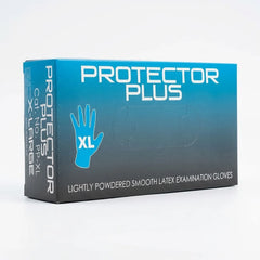 Protector Plus latex gloves lightly powdered medical examination gloves disposable for healthcare laboratory and hygiene use